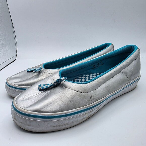 Vans X David & Goliath Womens Size 10 Silver Flat Slip On Shoes Walking Casual - Picture 4 of 13